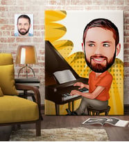 BK Gift Kişiye Özel Bay Piyanist Karikatür Kanvas Tablo 70x100cm 1