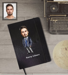 Kişiye Özel Öğretmen Karikatürlü Siyah Defter Bay-7