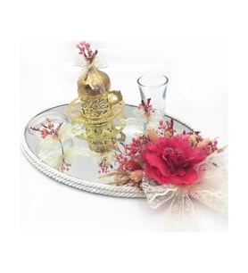 Lora Davet Damat Kahve Fincanı Tepsisi Oval (1 Adet) Fushia - 54185