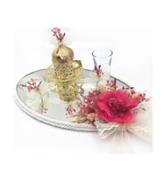 Lora Davet Damat Kahve Fincanı Tepsisi Oval (1 Adet) Fushia - 54185