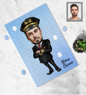 Kişiye Özel Pilot Karikatürlü A4 99 Parça Puzzle Bay-2