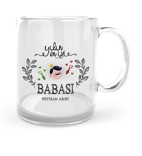 BK Gift Kişiye Özel Yılın En İyi Babası Cam Kupa Bardak  1