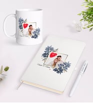 BK Gift Kişiye Özel İsimli Fotoğraflı Beyaz Defter Kalem ve Kupa Seti-33 (Model 1)