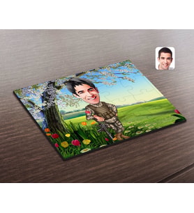 BK Gift Kişiye Özel Asker Karikatürlü Ahşap Puzzle-2