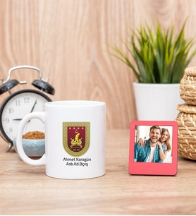 Kara Kuvvetleri Beyaz Kupa Bardak ve Kırmızı Mini Fotoğraf Çerçevesi