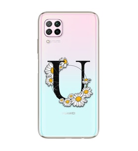 Papatya Harf Tasarım Süper Şeffaf Silikon Telefon Kılıfı Huawei P40 Lite U-Harfi