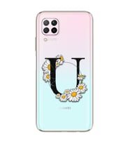Papatya Harf Tasarım Süper Şeffaf Silikon Telefon Kılıfı Huawei P40 Lite U-Harfi