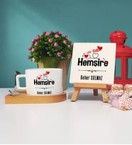 Mesajlı Hemşire Ahşap Altlıklı Fincan ve Dekoratif Taş Baskı Hediye Seti