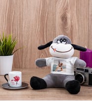 Sevgililere Özel Balon Tasarım Siyah Türk Kahvesi Fincanı ve Peluş Eşek