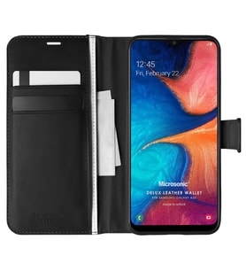 Microsonic Samsung Galaxy A20 Kılıf Delux Leather Wallet Siyah