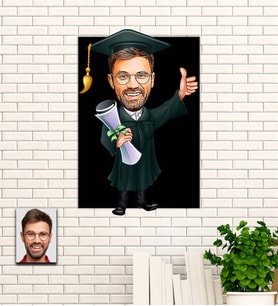Kişiye Özel Erkek Mezun Temalı Karikatür Ahşap Tablo