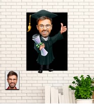 Kişiye Özel Erkek Mezun Temalı Karikatür Ahşap Tablo