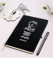 BK Gift Kişiye Özel Atatürk Öğretmen Siyah Defter Kalem Ve Anahtarlık Hediye Seti-2 (Model 1)