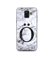 Samsung A6 (2018) Beyaz Mermer Harf Tasarımlı Telefon Kılıfı Ö-Harfi 