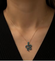 Papatya Silver Yılan Kolye Firuze Taşlı Rose Gold Kaplama 925 Ayar Gümüş