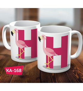 H Harf Baskılı Filamingo Hediyelik Kahve Kupa Bardak