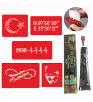 Türkiye Cumhuriyeti Kına ve Şablon Seti Tattoo