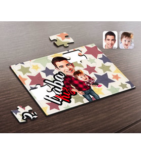 BK Gift Kişiye Özel Baba Kız Karikatürlü Ahşap Puzzle-4