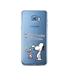Snoopy Tasarımlı Süper Şeffaf Silikon Telefon Kılıfı Samsung C5 Pro  