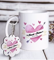 BK Gift Kişiye Özel Sevgililer Günü Beyaz Kupa ve Anahtarlık Hediye Seti-21 (Model 1)