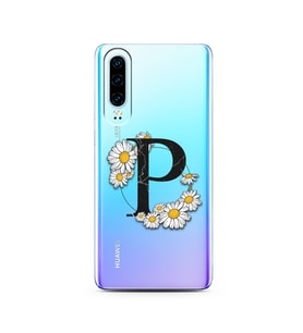 Papatya Harf Tasarım Süper Şeffaf Silikon Telefon Kılıfı Huawei P30   P-Harfi