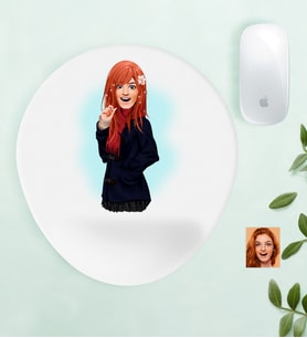 BK Gift Kişiye Özel Bayan Anime Karikatürlü Bilek Destekli Mouse Pad-3 (Beyaz)