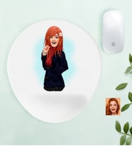 BK Gift Kişiye Özel Bayan Anime Karikatürlü Bilek Destekli Mouse Pad-3 (Beyaz)