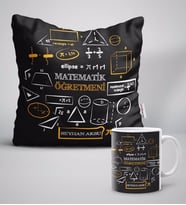 BK Gift Kişiye Özel Matematik Öğretmeni Beyaz Yastık Kupa Seti-10 (Model 1)