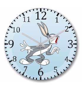 Looney Tunes Bugs Bunny Duvar Saati Bombeli Gercek Cam