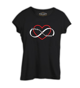 Love You Forever Siyah Bayan Tshirt