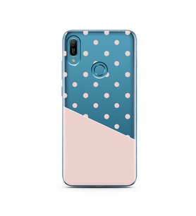 Çapraz Pembe Tasarımlı Süper Şeffaf Silikon Telefon Kılıfı Huawei Y6 Prime (2019