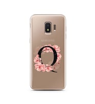 Pembe Çiçekli Harf Tasarım Süper Şeffaf Silikon Telefon Kılıfı Samsung J2 Core Q