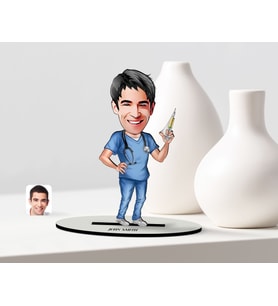 BK Gift Kişiye Özel Bay Hemşir Karikatür Ahşap Biblo  1