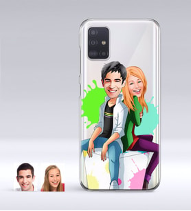 BK Gift Kişiye Özel Sevgililer Karikatürlü Samsung Galaxy A51 İnce Şeffaf Silikon Telefon Kapağı-35 (Beyaz)