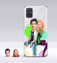 BK Gift Kişiye Özel Sevgililer Karikatürlü Samsung Galaxy A51 İnce Şeffaf Silikon Telefon Kapağı-35 (Beyaz)