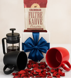 Kahve severler için kupa,filtre kahve ve french press seti