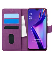 Microsonic Oppo A12 Kılıf Fabric Book Wallet Mor