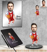 Kişiye Özel Basketbolcu Karikatürlü 5 li Hediye Seti Bay-2