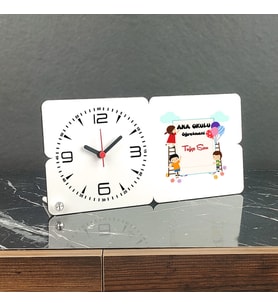 Ana Okulu Öğretmeni Ahşap Masa Saati 002