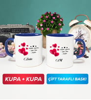 İkili Sevgililer Günü Hediyesi Kupa Bardak Lacivert