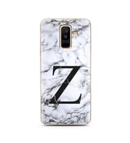 Samsung A6 Plus Beyaz Mermer Harf Tasarımlı Telefon Kılıfı Z-Harfi 