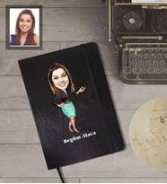 Kişiye Özel Öğretmen Karikatürlü Siyah Defter Bayan-8