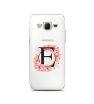 Pembe Çiçekli Harf Tasarım Süper Şeffaf Silikon Telefon Kılıfı Samsung Core Prim