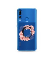 Pembe Çiçekli Harf Tasarım Süper Şeffaf Silikon Telefon Kılıfı Huawei Y9 Prime 2