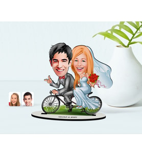 BK Gift Kişiye Özel Evleniyoruz Karikatür Ahşap Biblo  3