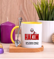 Hakim Ahşap Altlıklı Sarı Kupa Bardak