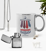 BK Gift Kişiye Özel Karizmatik Babam Krom Kupa Benzinli Çakmak Kolye Seti (Model 1)