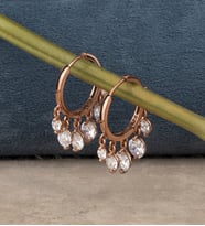 Gümüş Zirkon Taşlı Tasarım Küpe (Rose)