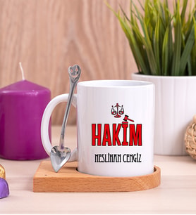 Hakim Ahşap Altlıklı Beyaz Kupa Bardak