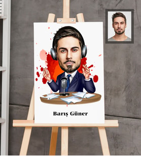 Kişiye Özel Spiker Karikatürlü  Ahşap Tablo 30x47 Bay-1